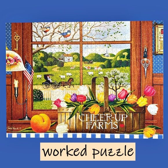 Peach of a Day Charles Wysocki 1000 PC Puzzle with Poster Buffalo Games COMPLETE - Picture 1 of 13